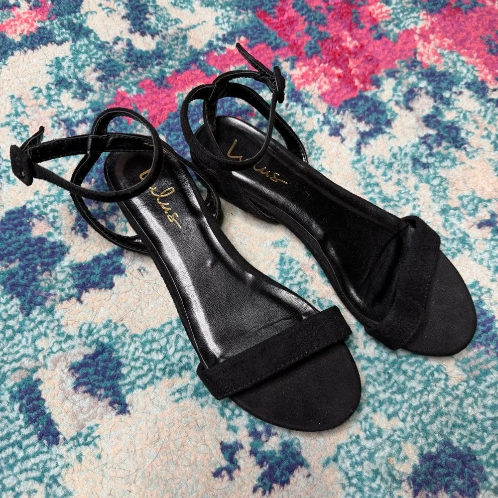 Lulus Darryian Black Suede Ankle Strap Sandals